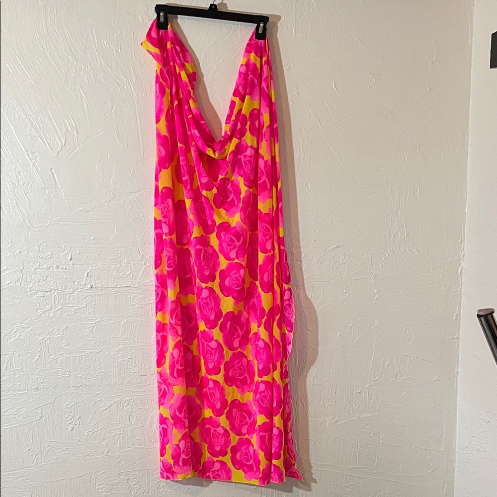 Women’s Bright Pink & Yellow Floral Swim Cover-Up